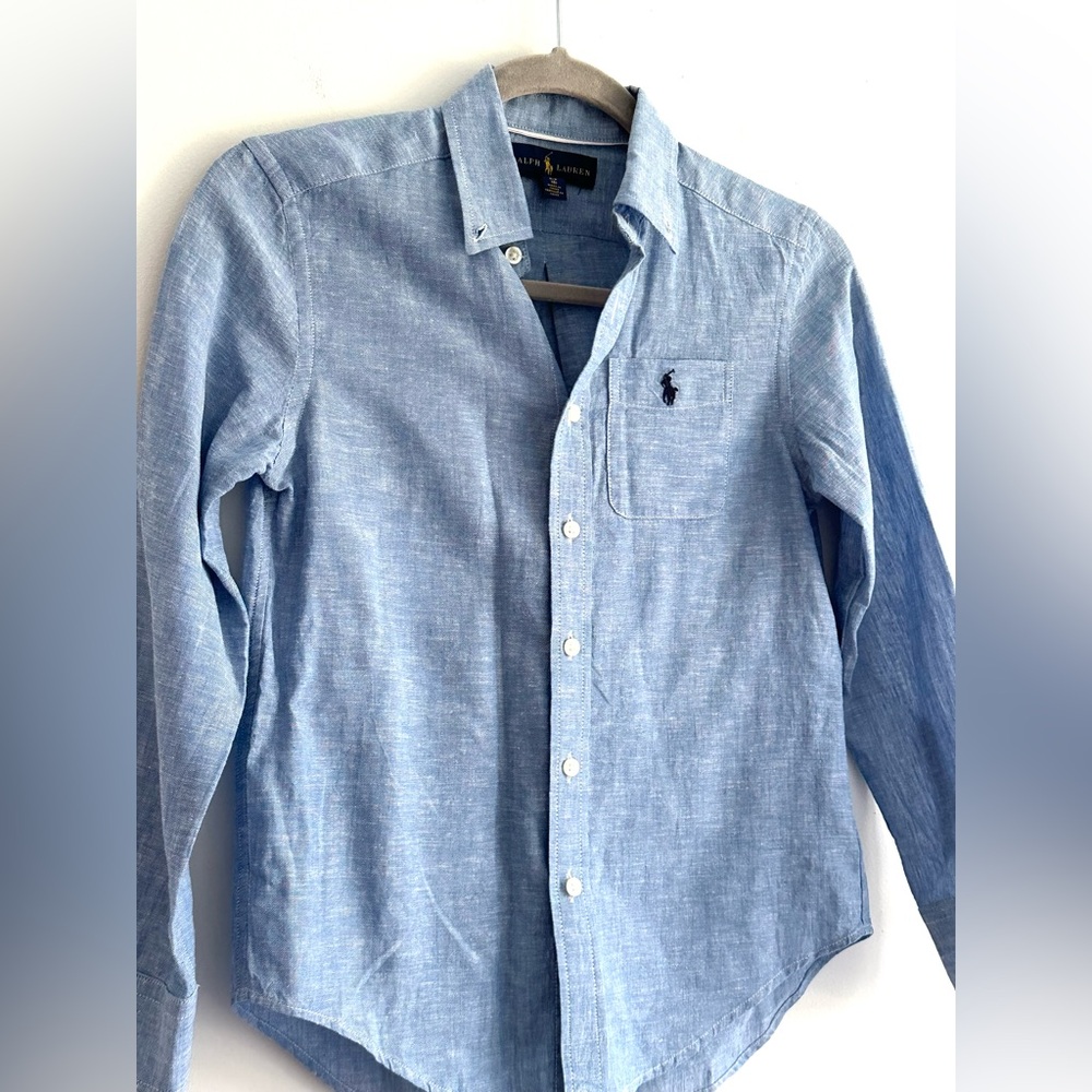 Ralph Lauren Boys Blue Linen Button Down